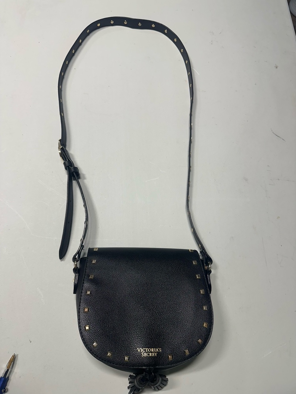 Victoria's Secret Black Studded Saddle Crossbody - Picture 3 of 9